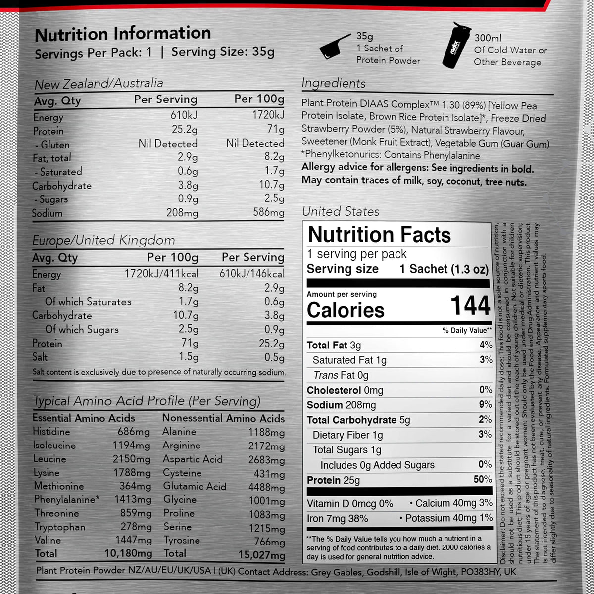 Plant Protein DIAAS Complex 1.30 - Strawberry / 15x Single Serves