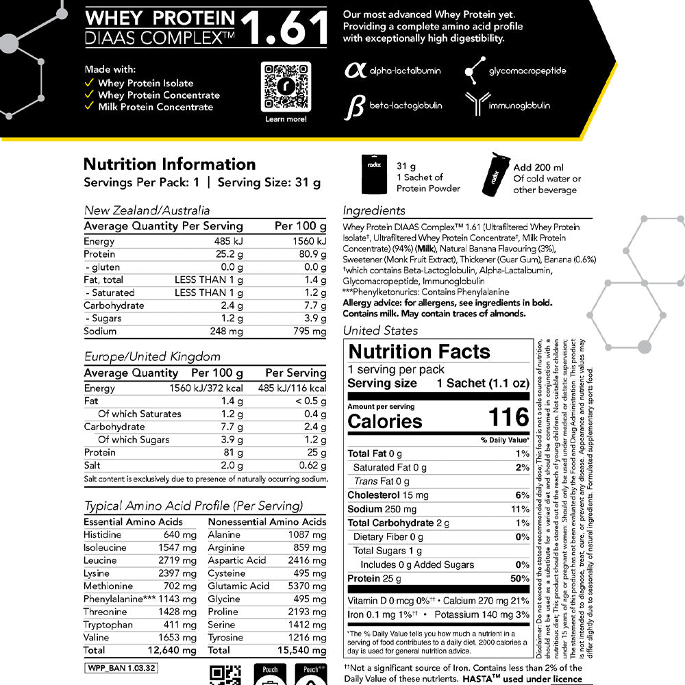 Whey Protein DIAAS Complex 1.61 - Banana / Single Serve