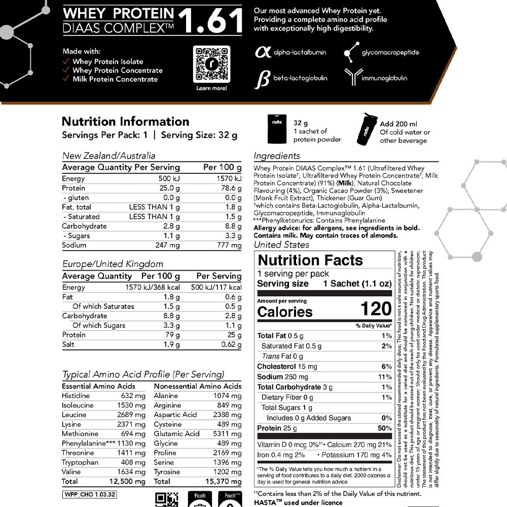 Whey Protein DIAAS Complex 1.61 - Chocolate / Single Serve