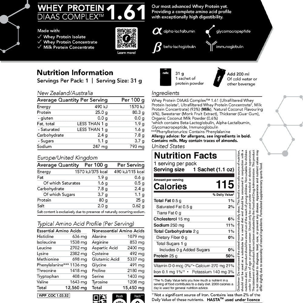 Whey Protein DIAAS Complex 1.61 - Coconut / Single Serve