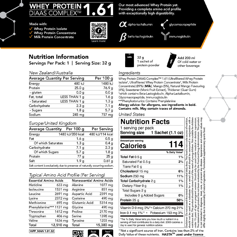 Whey Protein DIAAS Complex 1.61 - Mango / 15 x Single Serve