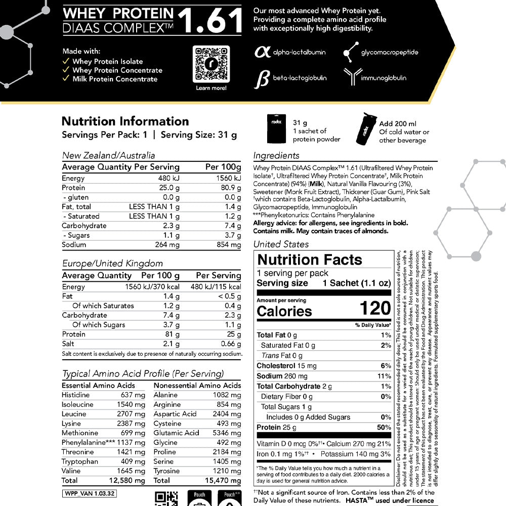 Whey Protein DIAAS Complex 1.61 - Vanilla / Single Serve